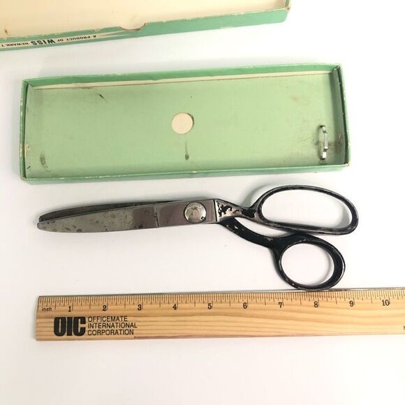 Vintage wiss model C pinking shears in original box USA 1950s zig zag cut craft - Picture 8 of 8